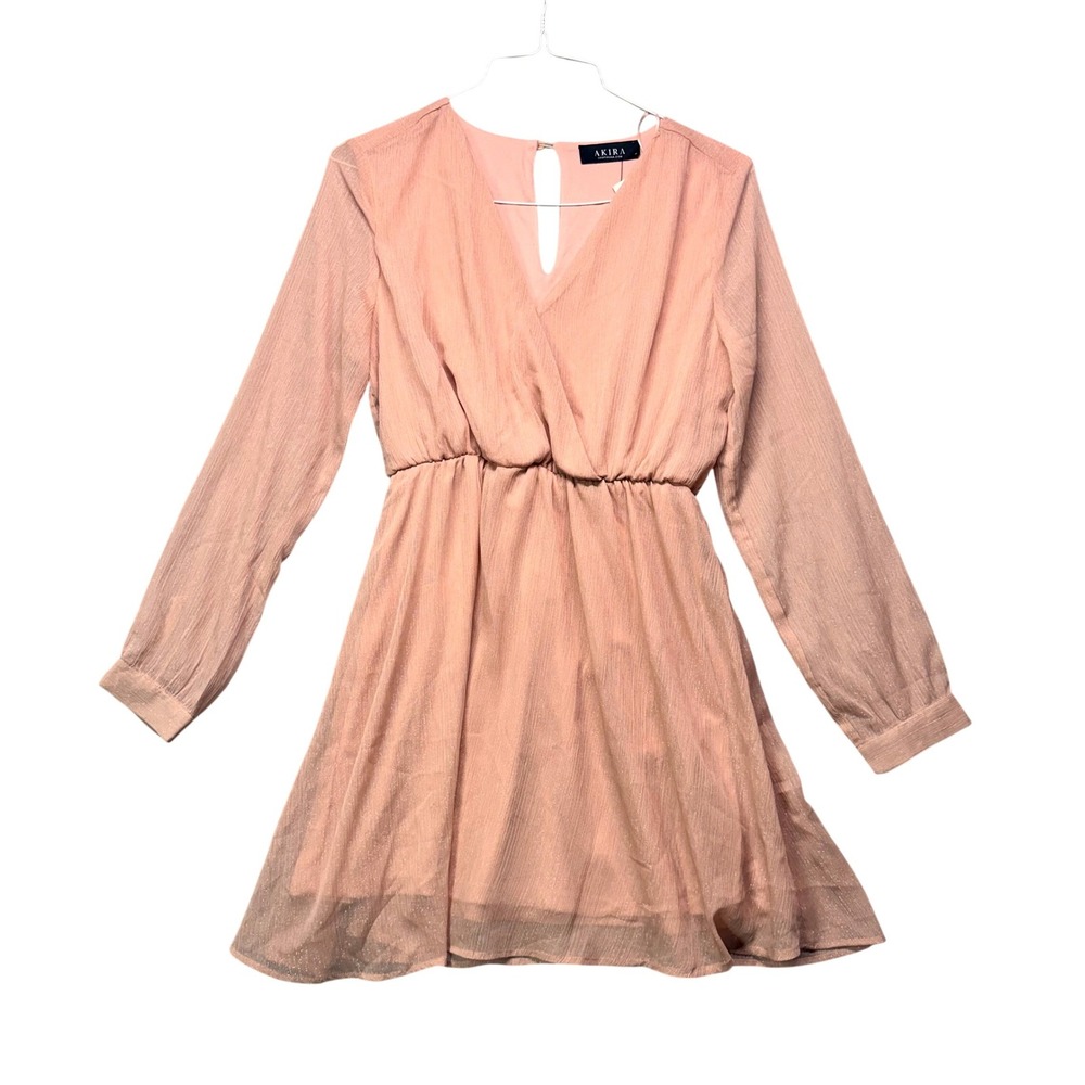 Coquette Akira Shimmer Long Sleeve V-Neck Mini Dress M‎ Balletcore Angelcore